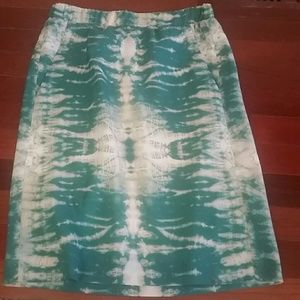 NEW Maje midi pencil Skirt Green white tie dye